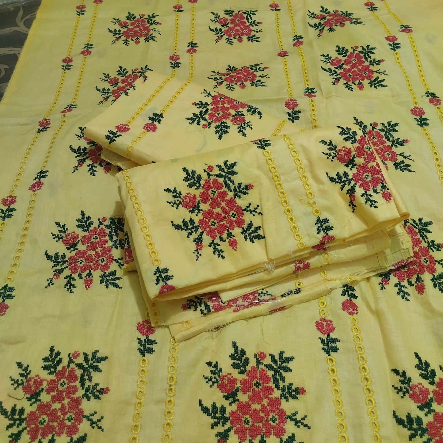 Premium 2pc Chickankari Lawn - Yellow