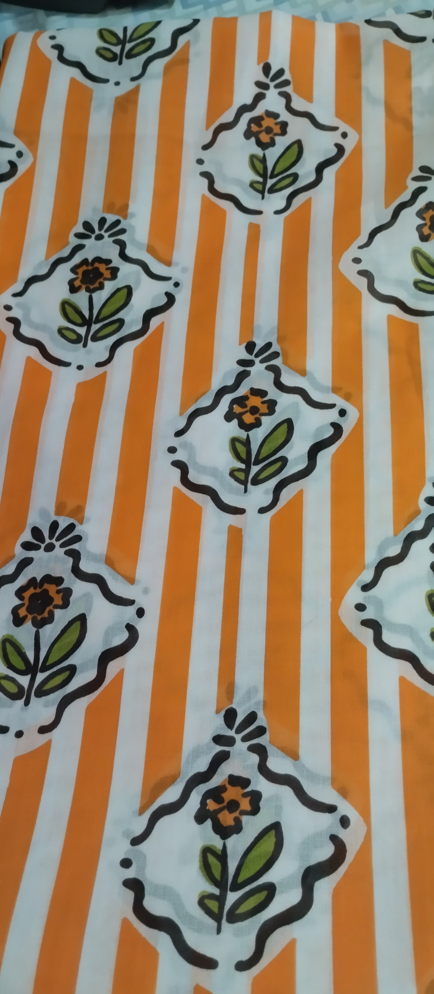 2pc Unstiched Printed Cord Set-Orange