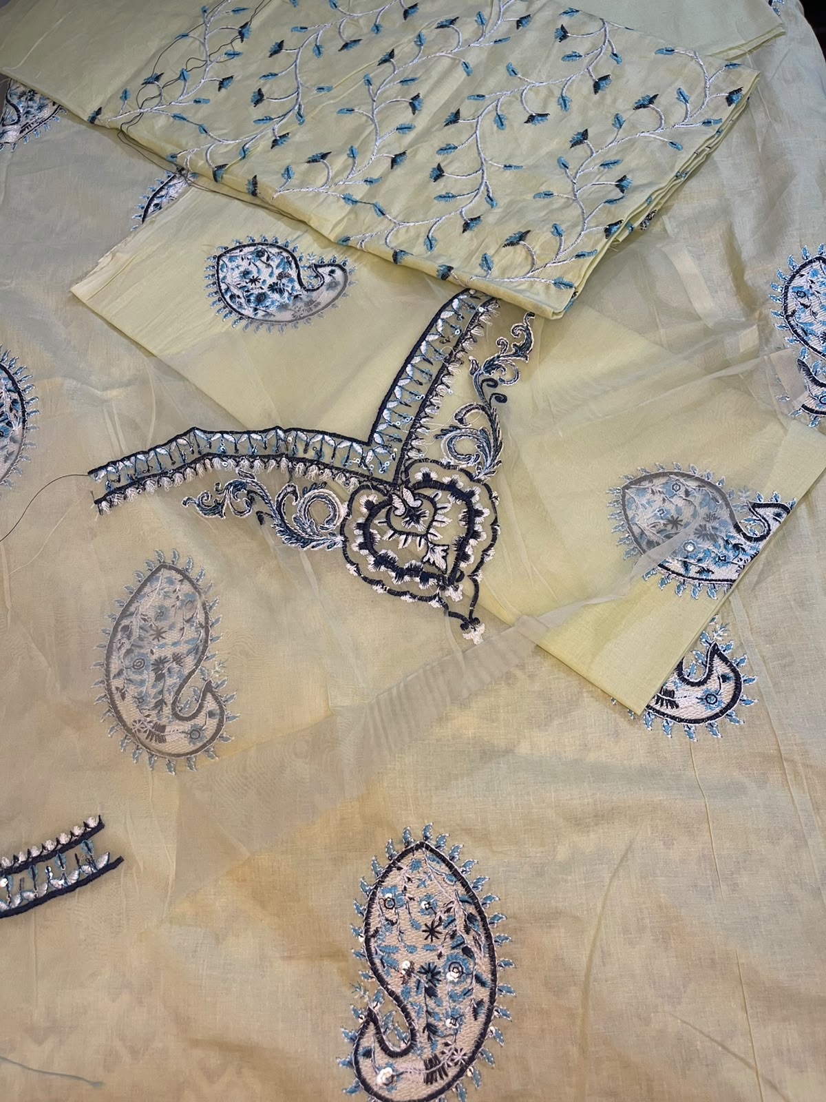 2pc Embroidered Butter Yellow Lawn