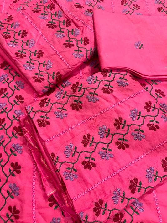 2pc Embroidered Bareeze lawn-pink