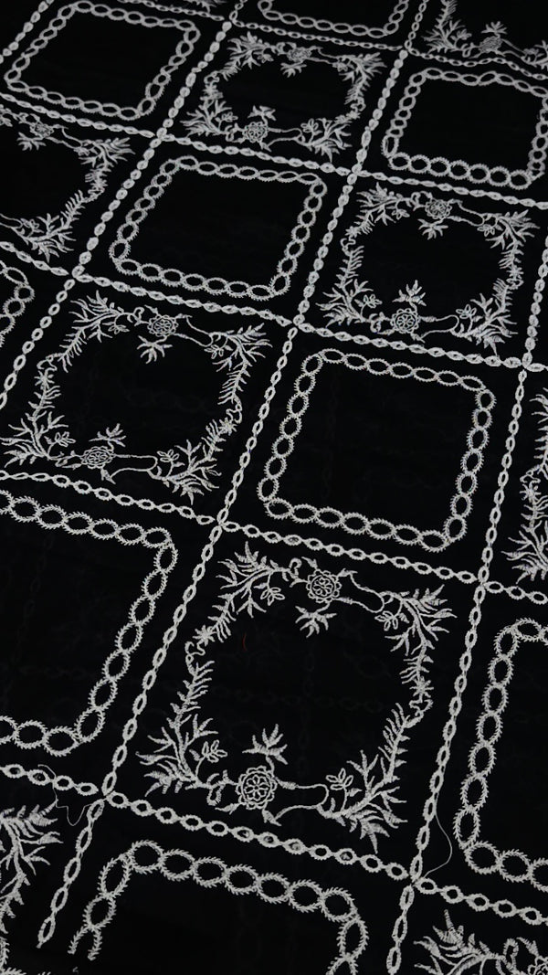 2pc Embroidered Square Lawn-Black