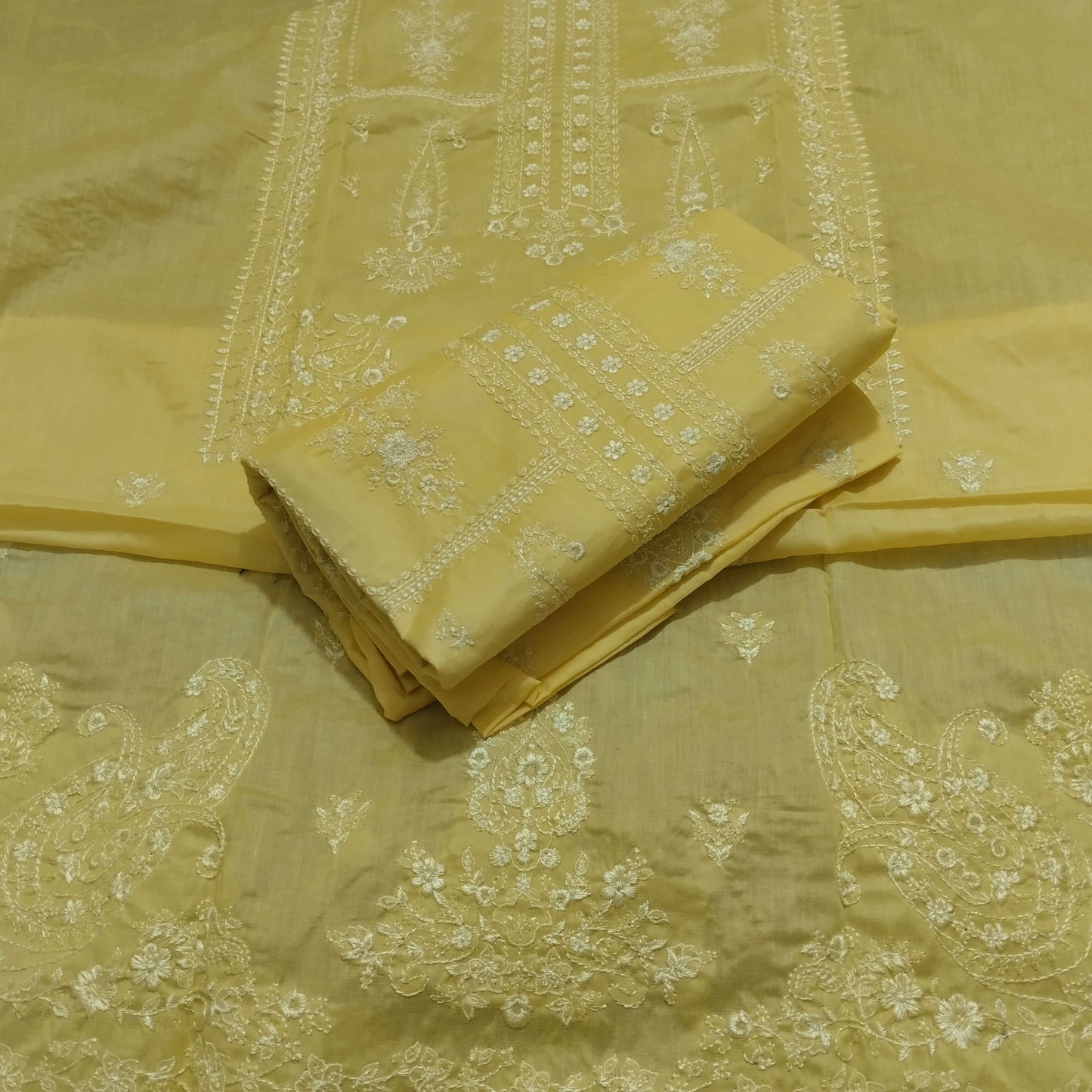 2pc Embroidered Lawn-Lemon