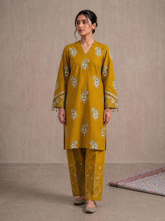 2pc Embroidered Dhani Lawn