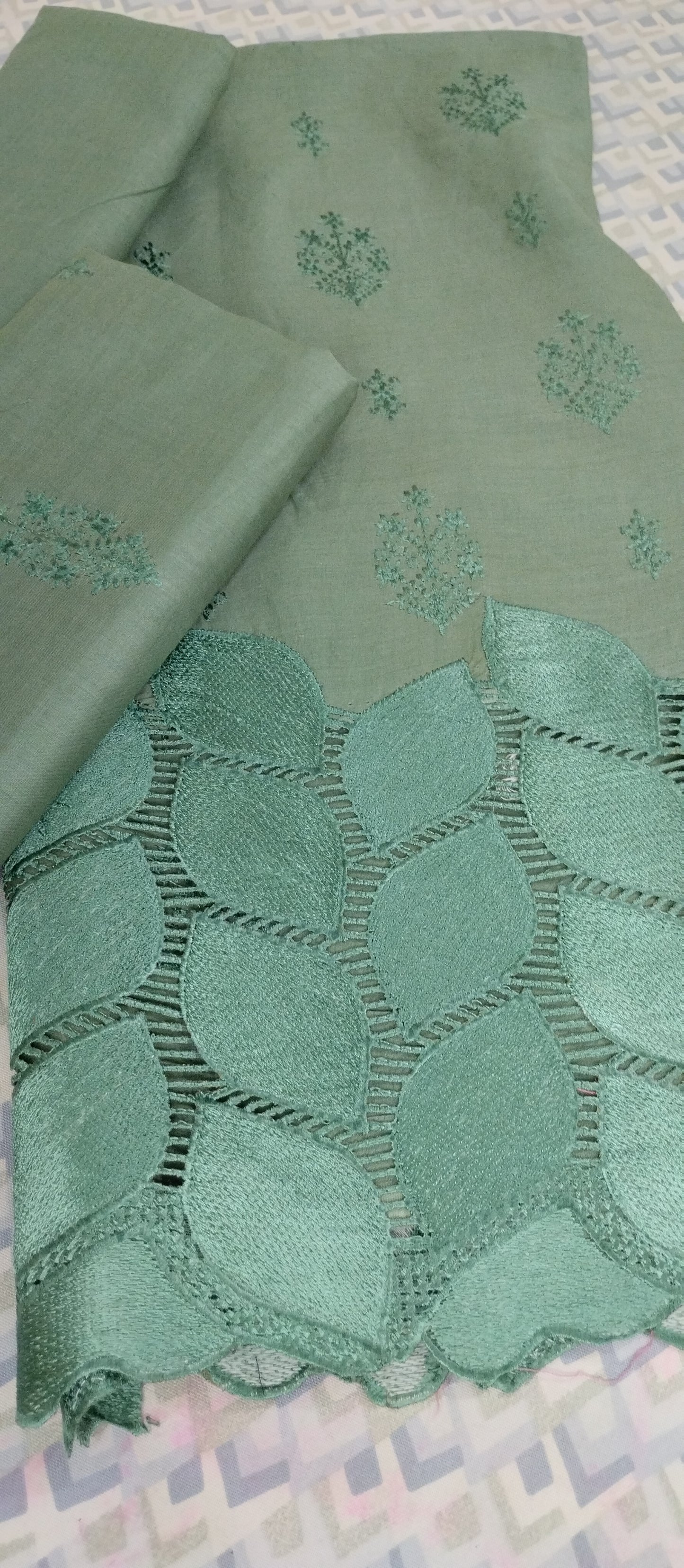 2pc Embroidered Laser Cut Lawn