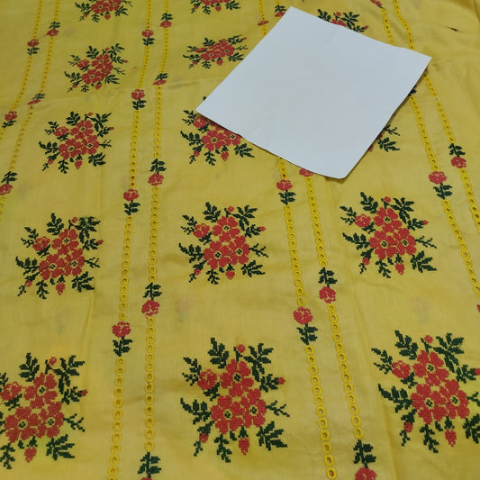 Premium 2pc Chickankari Lawn - Yellow