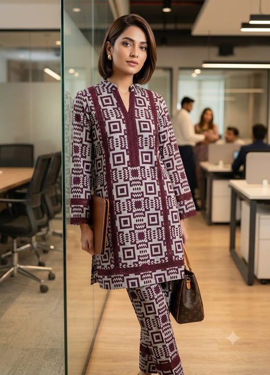 2pc Unstiched Printed Lawn