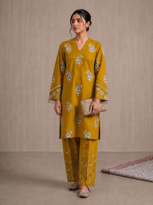 2pc Embroidered Dhani Lawn