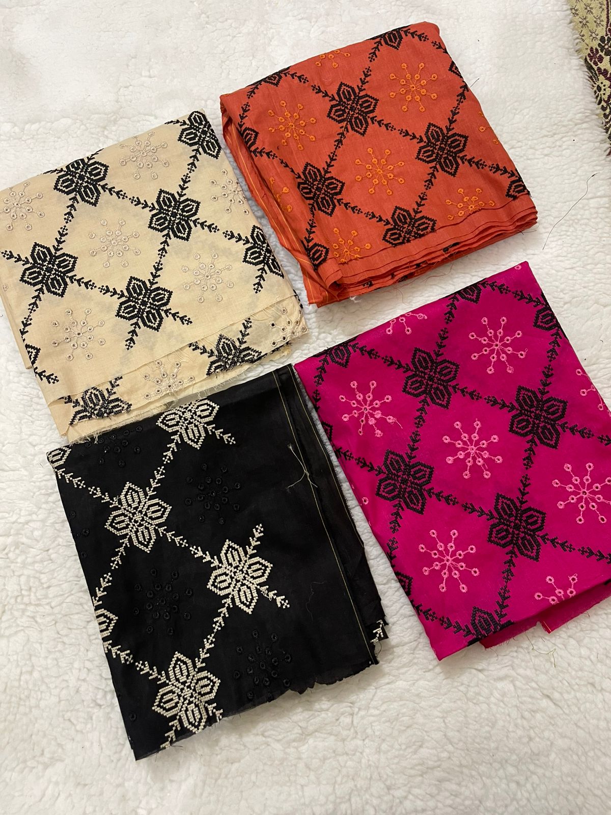 2pc Unstiched Cross Stitch Embroidered Lawn