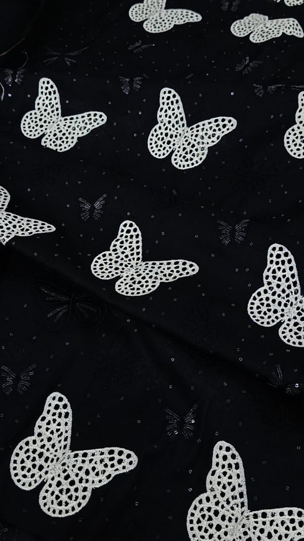 2pc Embroidered Butterfly Lawn_Black