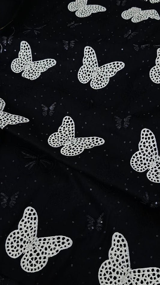 2pc Embroidered Butterfly Lawn_Black