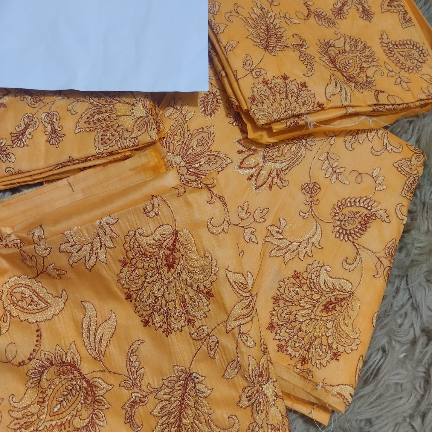 Premium 2pc Chickankari Lawn - Orange Peachy