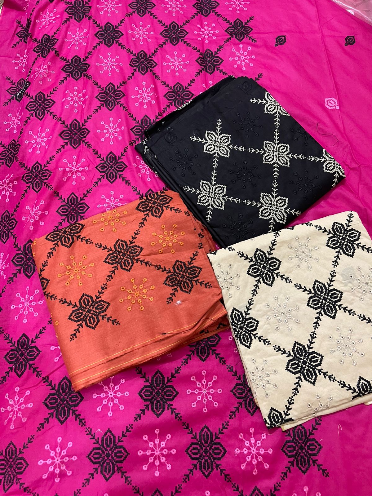 2pc Unstiched Cross Stitch Embroidered Lawn