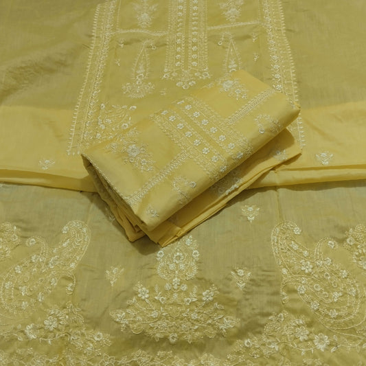 2pc Embroidered Lawn-Lemon
