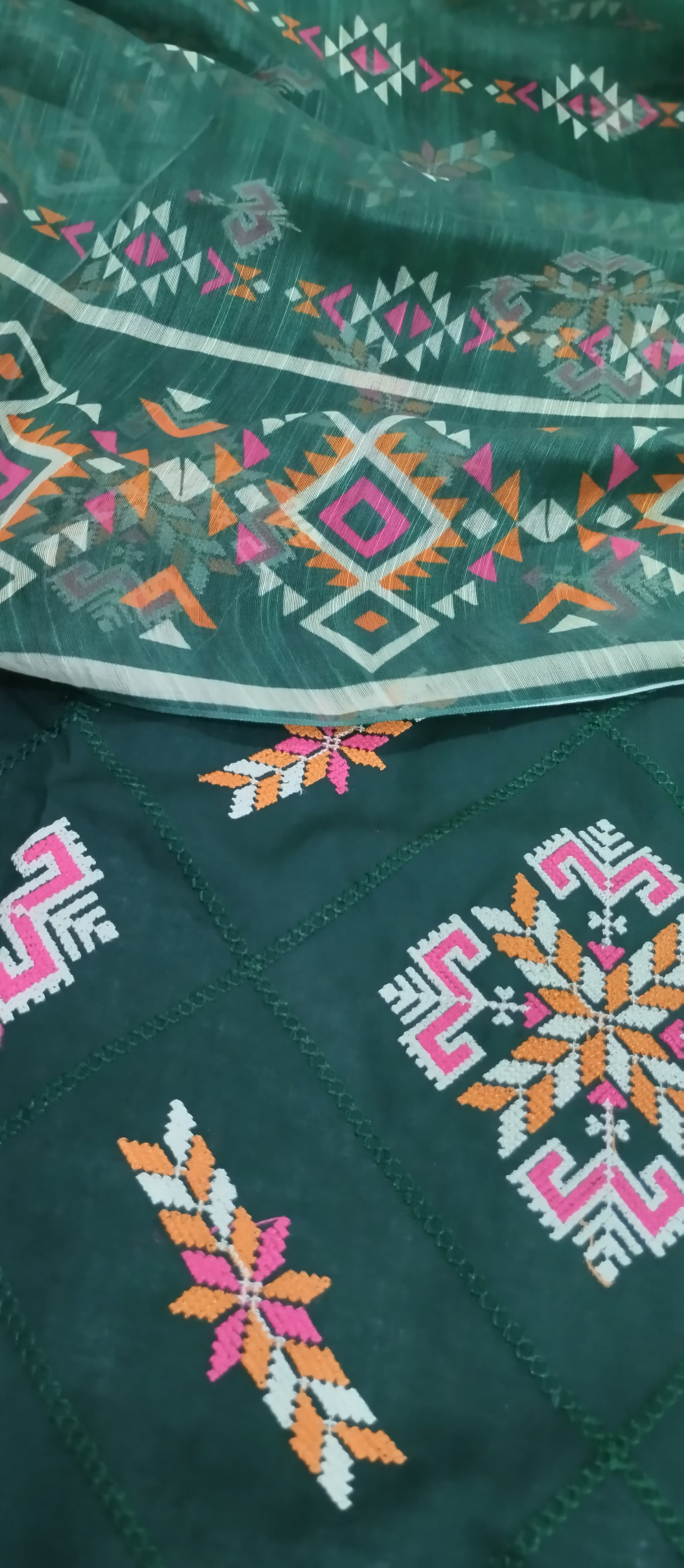 3pc Double Cross Stitch Embroidered Lawn